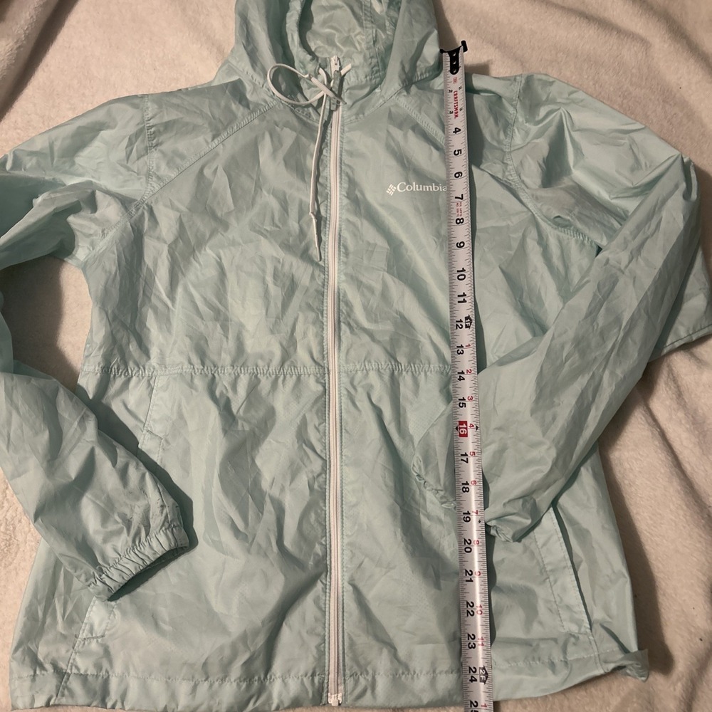 Columbia Jacket Womens M Teal Hooded Full Zip Lightweight Rain Windbreaker - Picture 2 of 8